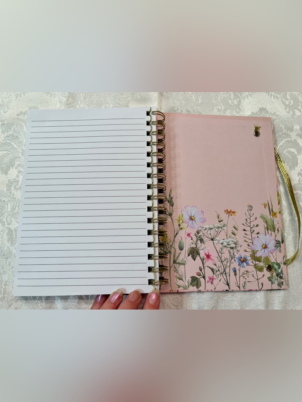 Journal Floral Spiral Notebook in Pink with Gold Pen ‘Bloom With Grace’ - Picture 4 of 4